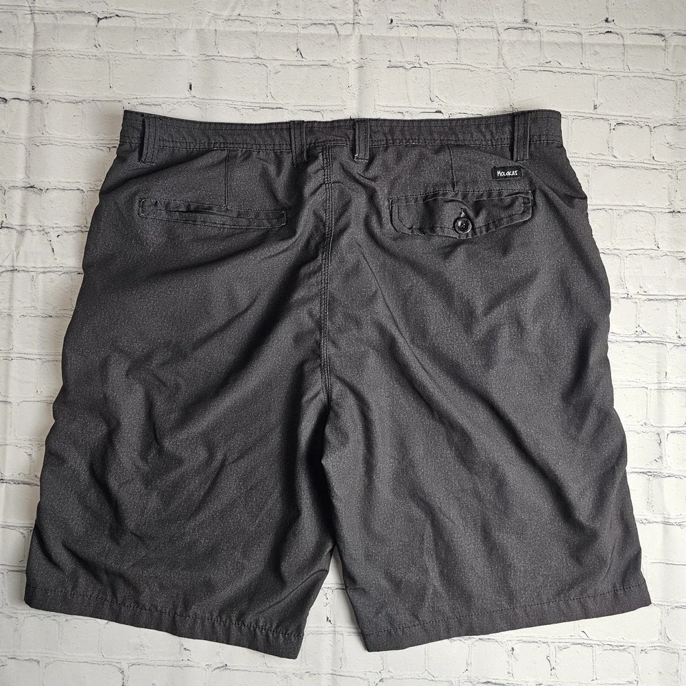 Molokai Surf Co Mens Board Shorts Size 38‎ Black Flat Front Lightweight Pockets